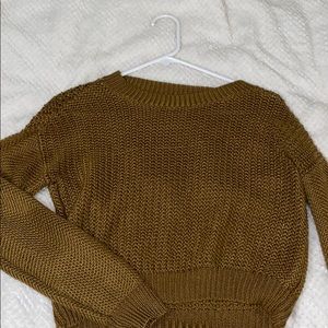 Mustard cropped knit sweater